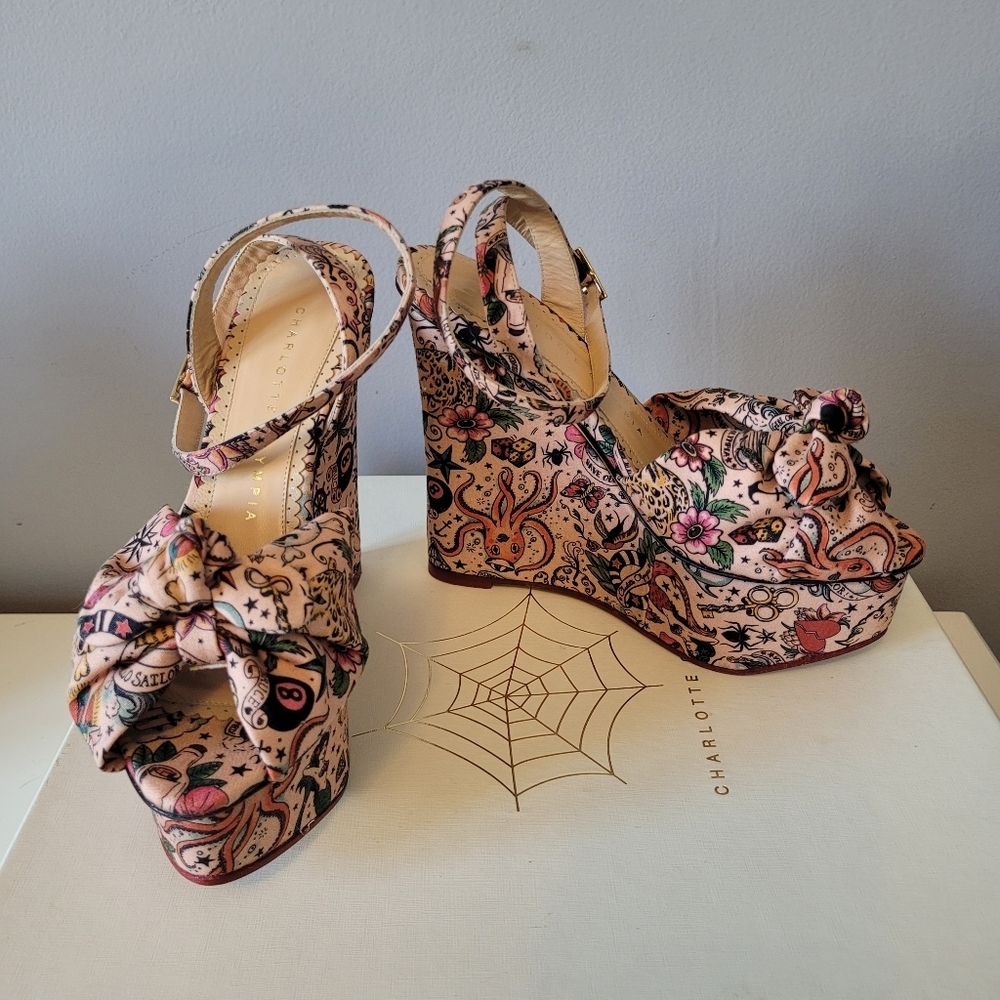 Charlotte Olympia Miranda Inked Wedges, VGUC, Size 5 - Picture 2 of 13